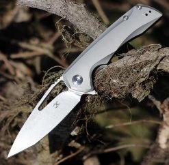 Kansept Knives K1001T1 Kryo, 3.58" CPM-S35VN Satin Tanto Blade, Gray Titanium Handle