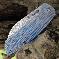 Kansept Knives Convict K1023W1, 3.3" Damascus Steel Sheepfoot Blade, Blue Titanium Wood Grain Handle 8 Kansept Knives Convict K1023W1, 3.3" Damascus Steel Sheepfoot Blade, Blue Titanium Wood Grain Handle -Knives Sales K1023W1.3 65454.1624479135