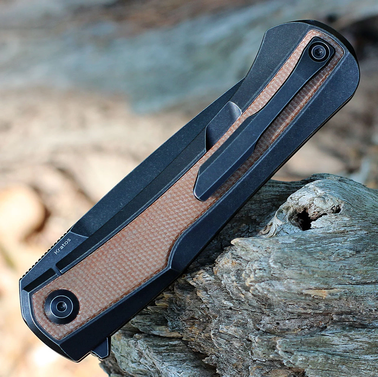 Kansept Kratos Flipper - TI / BRN Micarta (3.79" CPM-S35VN) K1024A8 6 Kansept Kratos Flipper - TI / BRN Micarta (3.79" CPM-S35VN) K1024A8 - Image 4