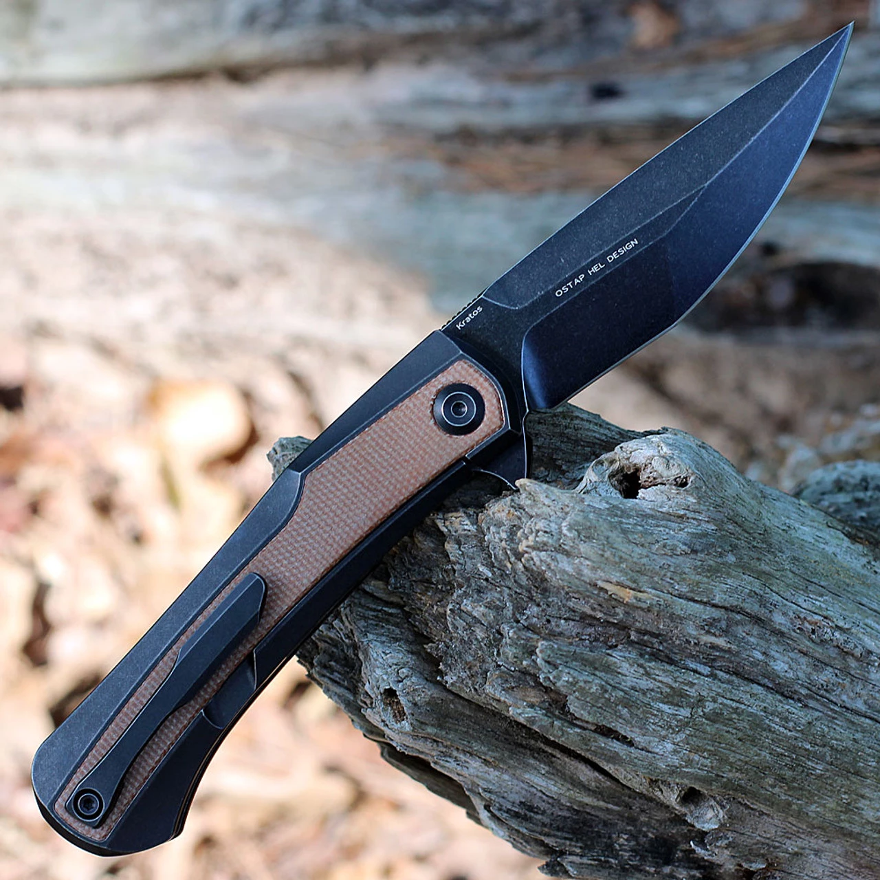 Kansept Kratos Flipper - TI / BRN Micarta (3.79" CPM-S35VN) K1024A8 4 Kansept Kratos Flipper - TI / BRN Micarta (3.79" CPM-S35VN) K1024A8 - Image 2