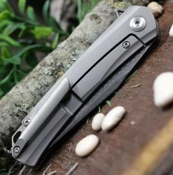 Kansept Knives K2003A4 Gremlin, 2.91" Damasteel Stonewashed Plain Blade, Titanium/Carbon Fiber Handle -Knives Sales K2003A4.3 30984.1617391065