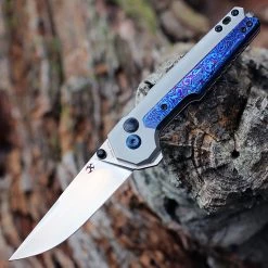 Kansept EDC Tac Button Lock Timascus/Ti (3.1" S35VN Satin)K2009A8