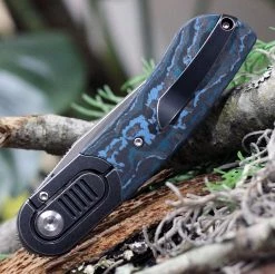 Kansept Knives K2025A3 Lundquist Reverie, 2.92" S35VN Satin Plain Blade, Arctic Storm Carbon Fiber Handle w/ Titanium Bolster -Knives Sales KS2025A3.2 77490.1617999176