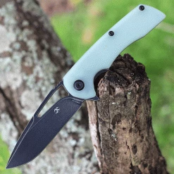 Kansept Knives Kryo KT1001A5, 3.6" D2 Black Plain Blade, Jade G-10 Handles