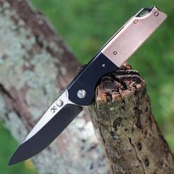 Kansept Warrior Folder - Brn Micarta (3.47" D2 Blk SW) T1005S5