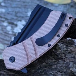 Kansept XL Korvid Flipper - Brown Micarta (3.5" Blk 154CM) T1030A2 -Knives Sales KT1030A2.1 80740.1641927111