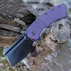 Kansept XL Korvid Flipper - Purple G10 (3.5" Blk SW 154CM) T1030A4