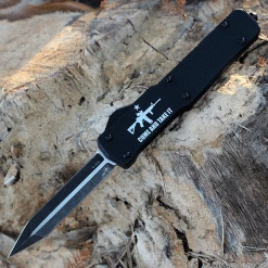 Templar Premium Lightweight Slim OTF -Alum. Blk CATI (3.25" D2 Blk Dagger) MA-AR15-12-1
