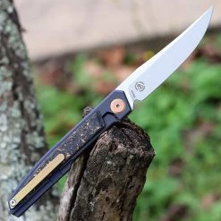 Maxace Persian Front Flipper - Dark Purple Ti / CF (4" Satin M390) MCPS02 -Knives Sales MAXMCPS02 89209.1639759605