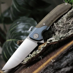 Maxace Goliath 2.0 - Micarta /Blue SW Bolster (4" Satin) MGL202