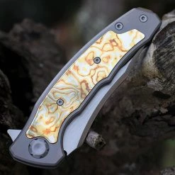 Maxace Halictus 2.0 - Ti / Mokume (3.9" M390 Satin) MHLT201 -Knives Sales MAXMHLT201.3 66943.1641489213