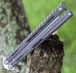 Maxace Obsidian Balisong Gray Ti / CF (4" CPM-S90V Tanto) MCO04 -Knives Sales MCO01.3 08459.1625771438