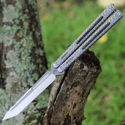 Maxace Obsidian Balisong Gray Ti / CF (4" CPM-S90V Tanto) MCO04