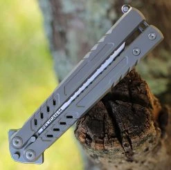 Maxace Pelican-M Balisong Grey Ti (3.54" M390 Satin) MCPM01 -Knives Sales MCPM01 65999.1658949572