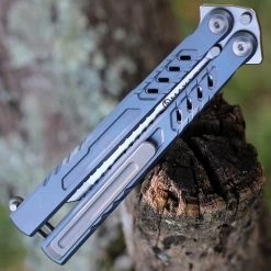 Maxace Pelican-M Balisong Blue Ti (3.54" M390 Satin) MCPM02 -Knives Sales MCPM02.1 10493.1659021156
