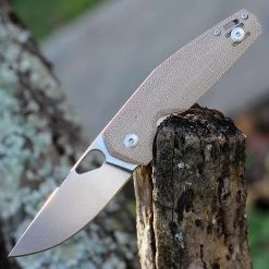 GiantMouse ACE Nimbus V2 - Natural Micarta (3" ELMAX SW) NIMBUS-V2-NAT-Micarta
