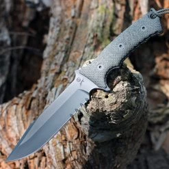 Chris Reeve Pacific, 6" CPM 4V Part Serrated Blade, Sandblasted Black Canvas Micarta Handle (PAC-1001)