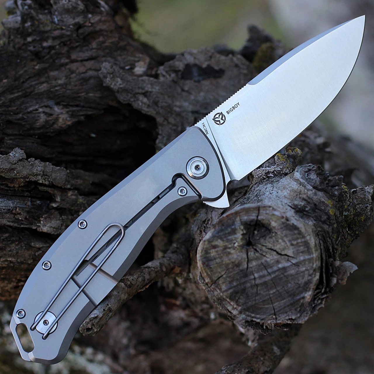 PMP Knives Big Boy Flipper - Gray Ti (3.65" 14C28N Satin) PMP022 4 PMP Knives Big Boy Flipper - Gray Ti (3.65" 14C28N Satin) PMP022 - Image 2