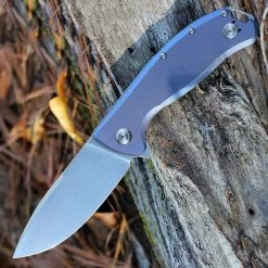 PMP Knives Big Boy Flipper - Blue Ti (3.65" 14C28N Satin) PMP023