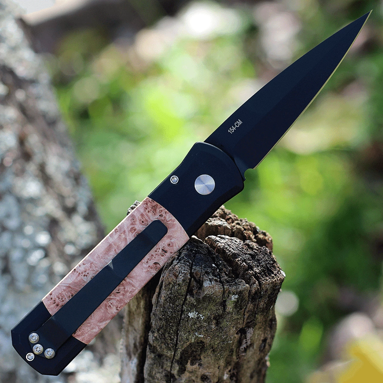 Pro-Tech Godson Automatic - Blk / Maple Burl Wood (3.15" Blk) 707 4 Pro-Tech Godson Automatic - Blk / Maple Burl Wood (3.15" Blk) 707 - Image 2