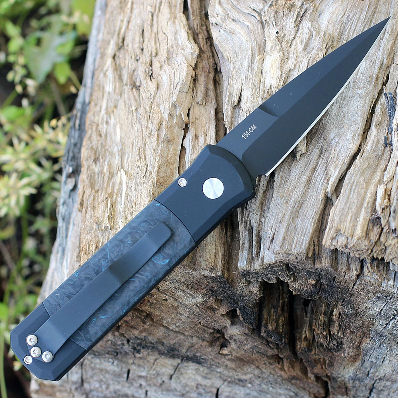 Pro-Tech Godson "Dark Matter" Automatic Blue Fat Carbon (3.2" 154CM Blk) 7FC31 4 Pro-Tech Godson "Dark Matter" Automatic Blue Fat Carbon (3.2" 154CM Blk) 7FC31 - Image 2