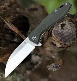 QSP Pelican Linerlock QS118-E2, 3.625" CPM S35VN Satin Wharncliffe Blade, Green Linen Micarta Handle