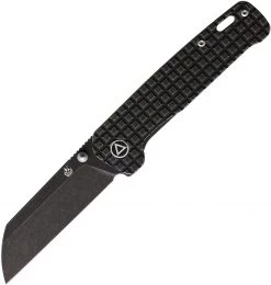QSP Penguin Frame Lock - Blk Sculpted Ti (3" 154CM Blk SW) QS130-OFRG