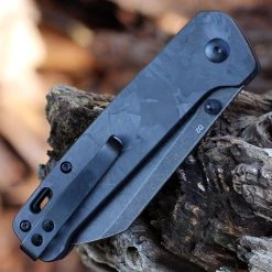 QSP Penguin - Shredded CF / Blk G-10 (3" D2 Black SW) QS130-U -Knives Sales QS130U.3 77824.1647453501