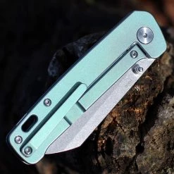 QSP Penguin Frame Lock - Green SW Ti (3" 154CM Stonewashed) QS130-X -Knives Sales QS130X.3 35107.1647527824
