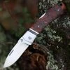 QSP Knife Mustang Lockback QS132, 3.125" M390 Satin Plain Blade, Raffir Stabilized Wood w/Mammoth Molar Inlay Handle -Knives Sales QS132.1 12623.1603917938