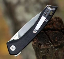 QSP Knife Leopard Linerlock CF QS135-A, 3.0" Sandvik 14C28N Satin Plain Blade, Carbon fiber overlay G10 -Knives Sales QS135A.2 72067.1603914876