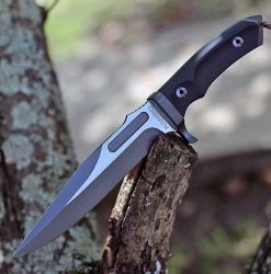 Rambo Last Blood Bowie Knife, Authentic Replica, 8" Two-tone Stainless Steel Fixed Blade