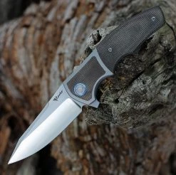 Reate MINI Crossroads Frame Lock - Green Micarta / Ti (3.3" M390 Satin)