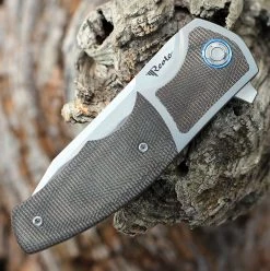 Reate MINI Crossroads Frame Lock - Green Micarta / Ti (3.3" M390 Satin) -Knives Sales REA106.3 46164.1652191849