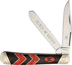 Rough Ryder Black Widow Trapper - Red/Blk Synthetic (4" 440A SS Clip/Spey) RR1670