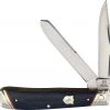 Rough Ryder Trapper Blue Jean - Blue Micarta w/ Orange (3.3" 440 Satin) RR2343 -Knives Sales RR2343 17793.1645544150