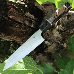 Spyderco Itamae Funayuki Utility Knife K16GPBNBK, 6.2" SUS410 Satin Plain Blade, Burl G-10 Handle