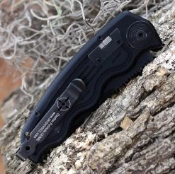 SOG-TAC Mini Auto ST-11, 3.0" AUS-8 Clip Point Black Plain Blade, Black Aluminum Handle -Knives Sales ST 11.2 66236.1616524574