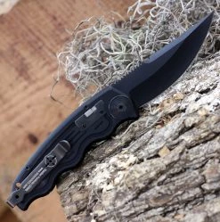 SOG-TAC Mini Auto ST-11, 3.0" AUS-8 Clip Point Black Plain Blade, Black Aluminum Handle -Knives Sales ST 11 68730.1616524573