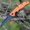 Kansept Knives T1017A2 Copperhead Flipper Knife, 3.4" 154CM Hawkbill Black Plain Blade, Orange G-10 Handle