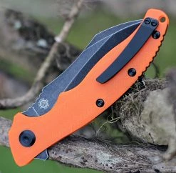 Kansept Knives T1017A2 Copperhead Flipper Knife, 3.4" 154CM Hawkbill Black Plain Blade, Orange G-10 Handle -Knives Sales T1017A2.3 79118.1612287148