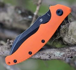 Kansept Knives T1017A2 Copperhead Flipper Knife, 3.4" 154CM Hawkbill Black Plain Blade, Orange G-10 Handle -Knives Sales T1017A2.4 11524.1612287148