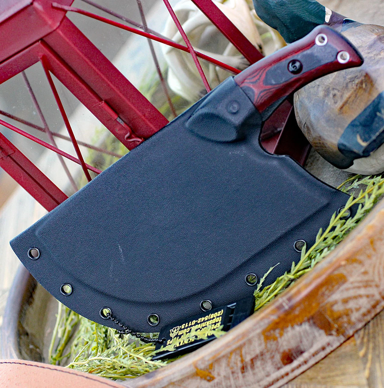 TOPS XXX Dicer DCRX-01, 7" 440C Tumble Finish Plain Blade, Red/Black G-10 Handle 5 TOPS XXX Dicer DCRX-01, 7" 440C Tumble Finish Plain Blade, Red/Black G-10 Handle - Image 3