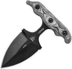 TOPS I-Stick Push Dagger ISTK-01, 3.50" 1075 Carbon Steel, Black Canvas Micarta Handle