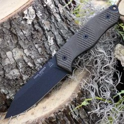 TOPS Knives Trail Seeker TLSR-01, 4.50" 1095 Black Plain Blade, Green Canas Micarta Handle