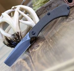 TOPS Tac Raze 2 Folder TPTRAZ02 , 3.13" 1095 RC 56-58 Black River Wash Plain Blade, Green Canvas Micarta Handle