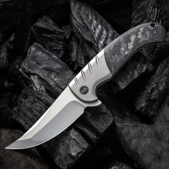 WE Knife Curvaceous Gray Ti /Marble CF (3.7" CPM-20CV Silver BB) WE20012-1