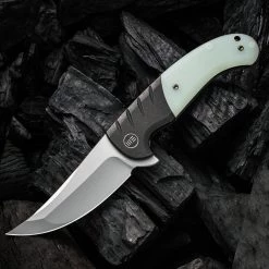 WE Knife Curvaceous Blk Ti/Natural G10 (3.7" CPM-20CV Silver BB) WE20012-3