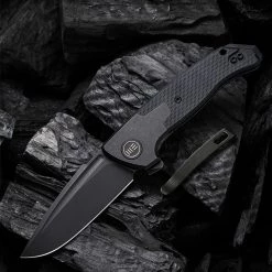 WE Knife Press Check Blk Ti/Blk G10 (3.2"Blk SW Drop Point) WE20078B-1