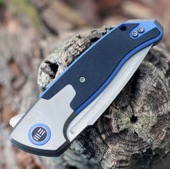 WE Knife Press Check Gray Ti/Blue G10 (3.2" Silver BB Drop Point) WE20078B-2 -Knives Sales WE20078B2.2 77558.1651766359